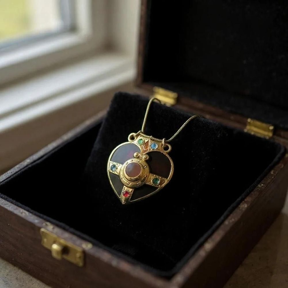 Sailor Moon Red & Gold Heart Crown Necklace